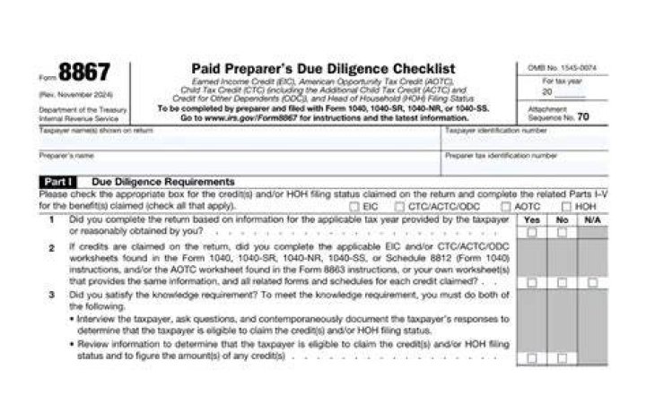 What are part of the special taxpayer due diligence requirements included on Form 8867?